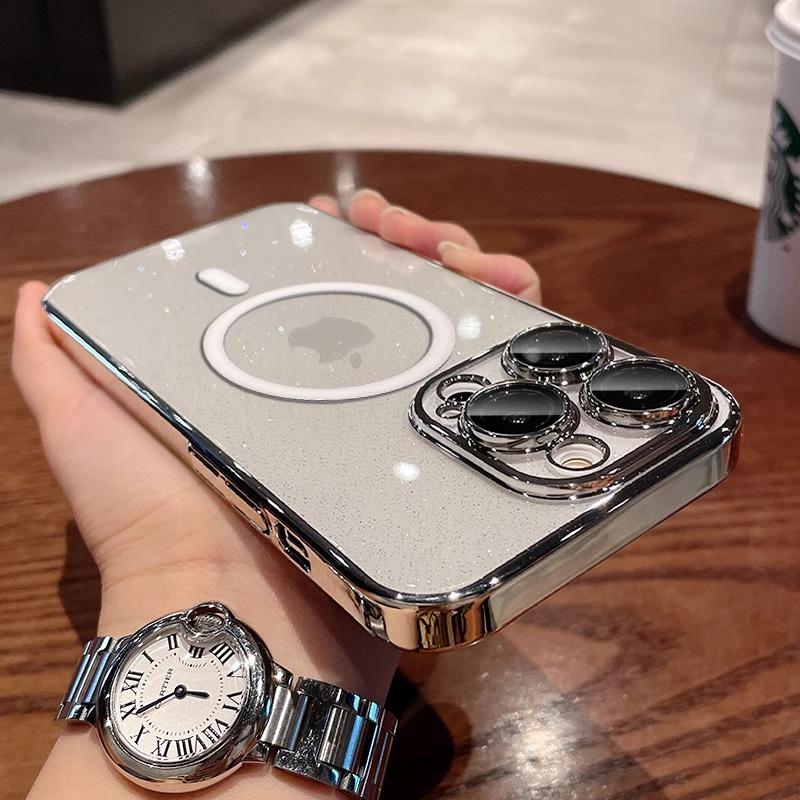 Galvanisieren Sternenhimmel Blitzpulver Geeignet für IPhone15promax Handyhülle Transparent Apple 16 Magnetische Saugkraft Vollständige Abdeckung Anti-Fall
