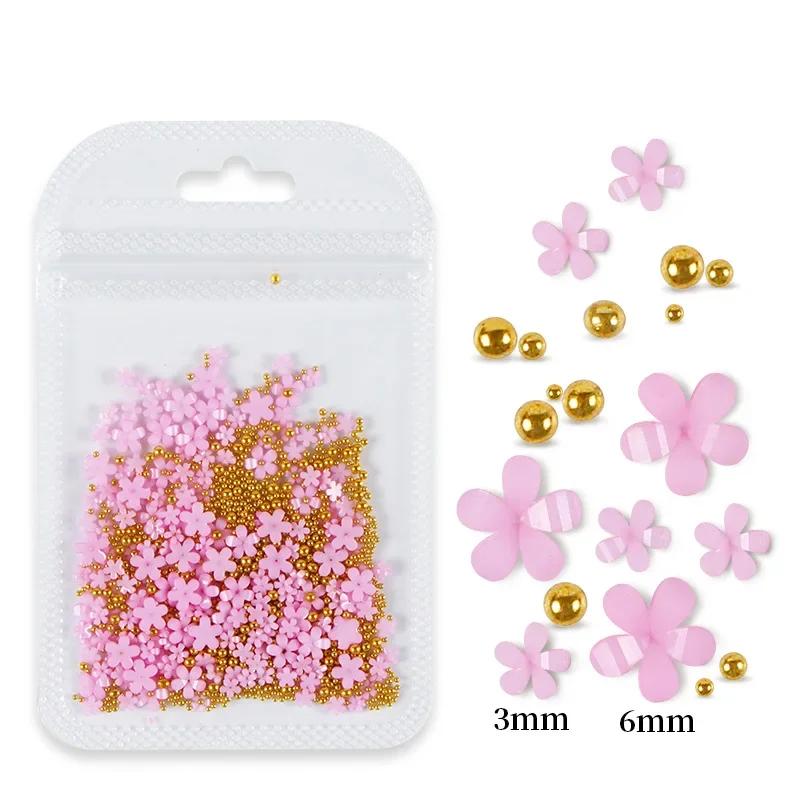 200 Stück/Beutel Nagelkunst-Dekoration Gemischte Größe Zarte 3D Harzblumen Strass-Nagelteile Maniküre-Werkzeug Nägel Design-Zubehör