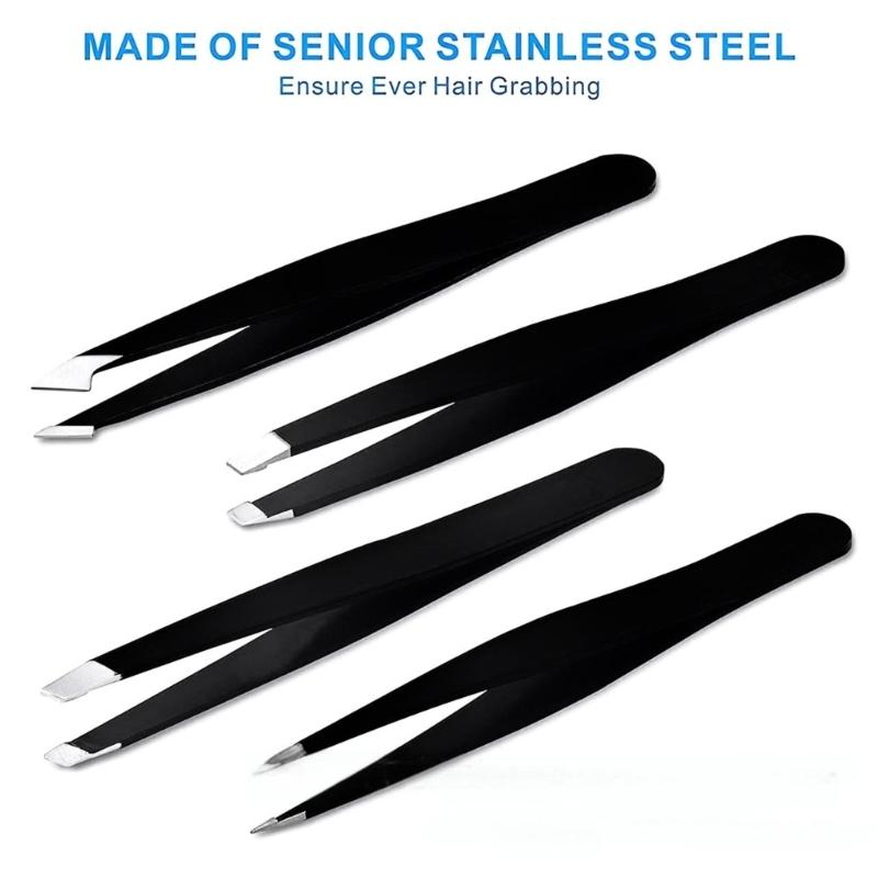 4Pieces Stainless Steel Tweezers for Women Facials Hair,Precisions Tweezers for Ingrown Hair Removal Eyebrow Tweezers