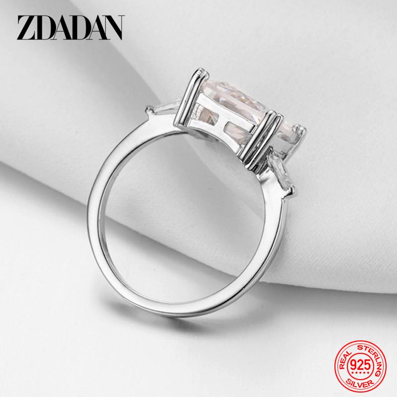 925 Sterling Silver Fashion Square Gem Ring for Women Charm Wedding Engagement Jewelry Gift