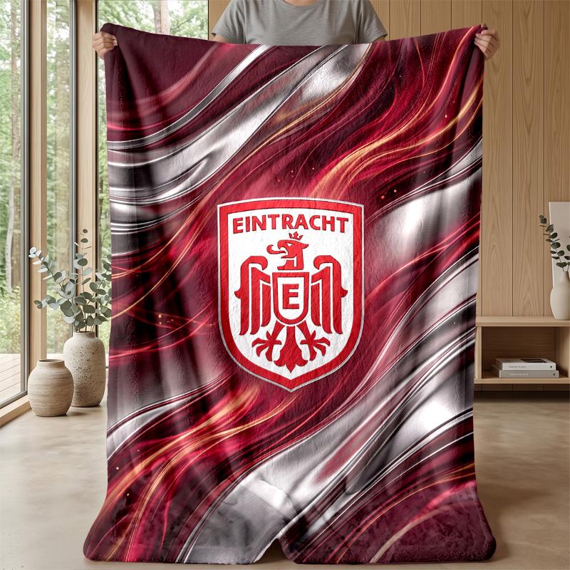 Eintracht Frankfurt Football Print Flannel Blanket, Soft Warm Lightweight Throw Blanket for Sofa Bed Camping