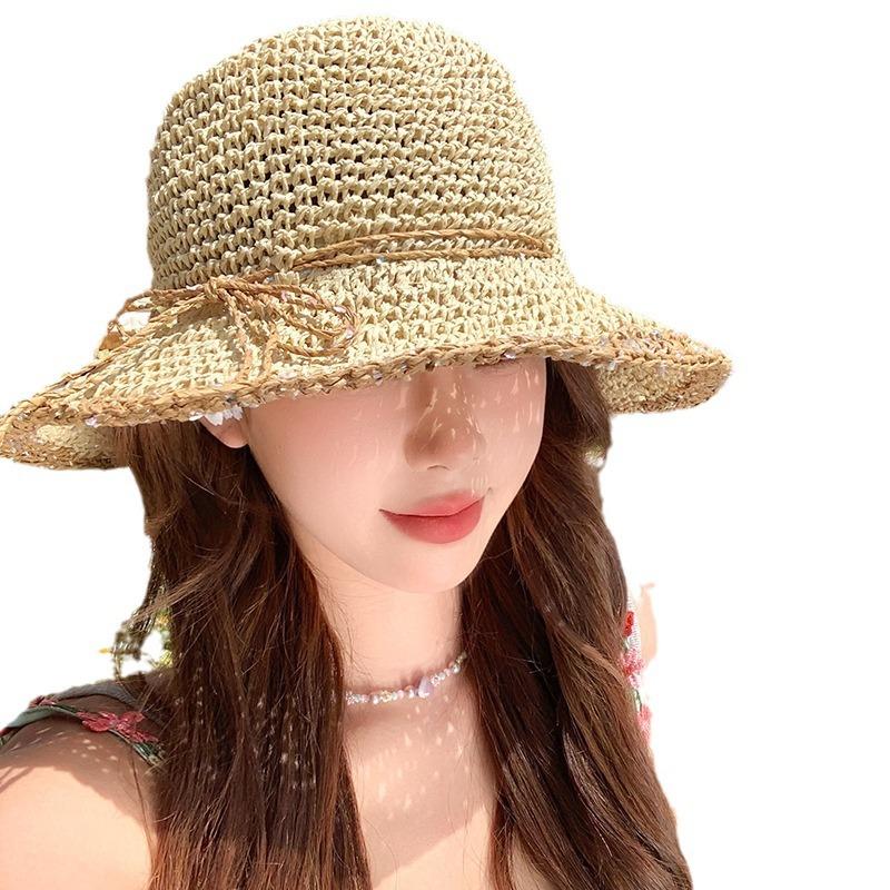 Unisex Summer Fashionable Straw Hat With Bow And Casual Style For Beach Days
