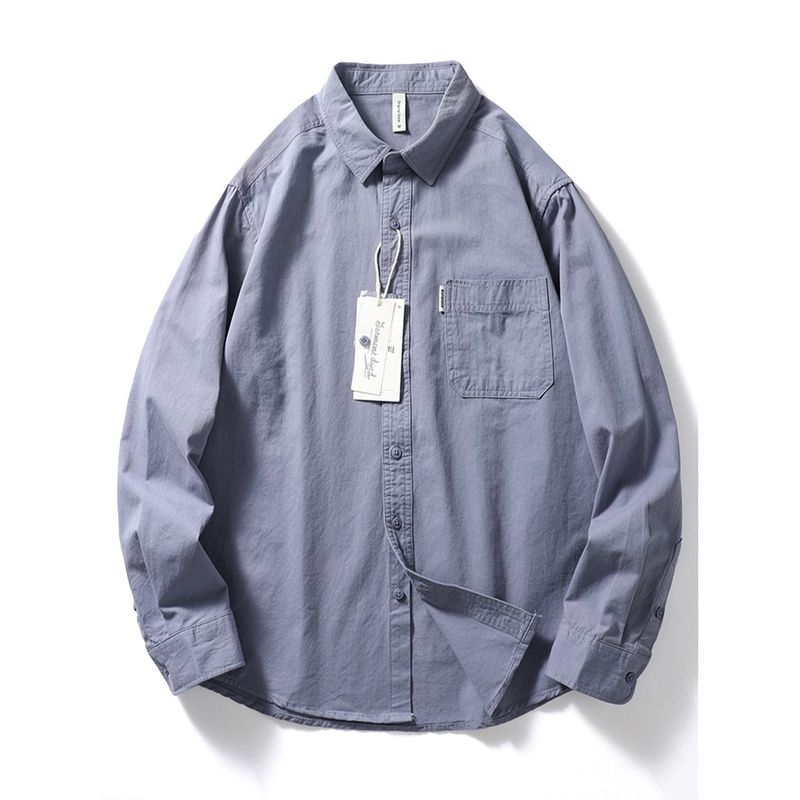 Japanese-Style Retro Cotton Shirt Men's Long Sleeve Casual Spring and Autumn Slim-Fitting Fashion Brand Coat Export Men's Clothing Cotton Shirt