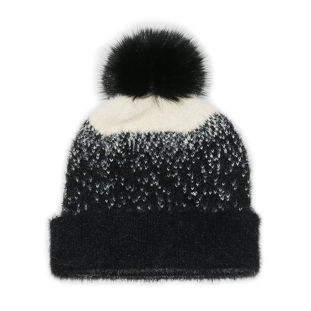 Winter hat children Temu autumn and winter new wool hat imitation mink jacquard knitted hat ear hat women