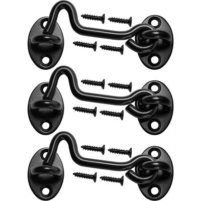 4" Barn Door Latch Sliding Door Lock Eye Hook Latch with Screws,Rust-Resistant Metal Gate Latch Privacy Hooks Latch for Inside D