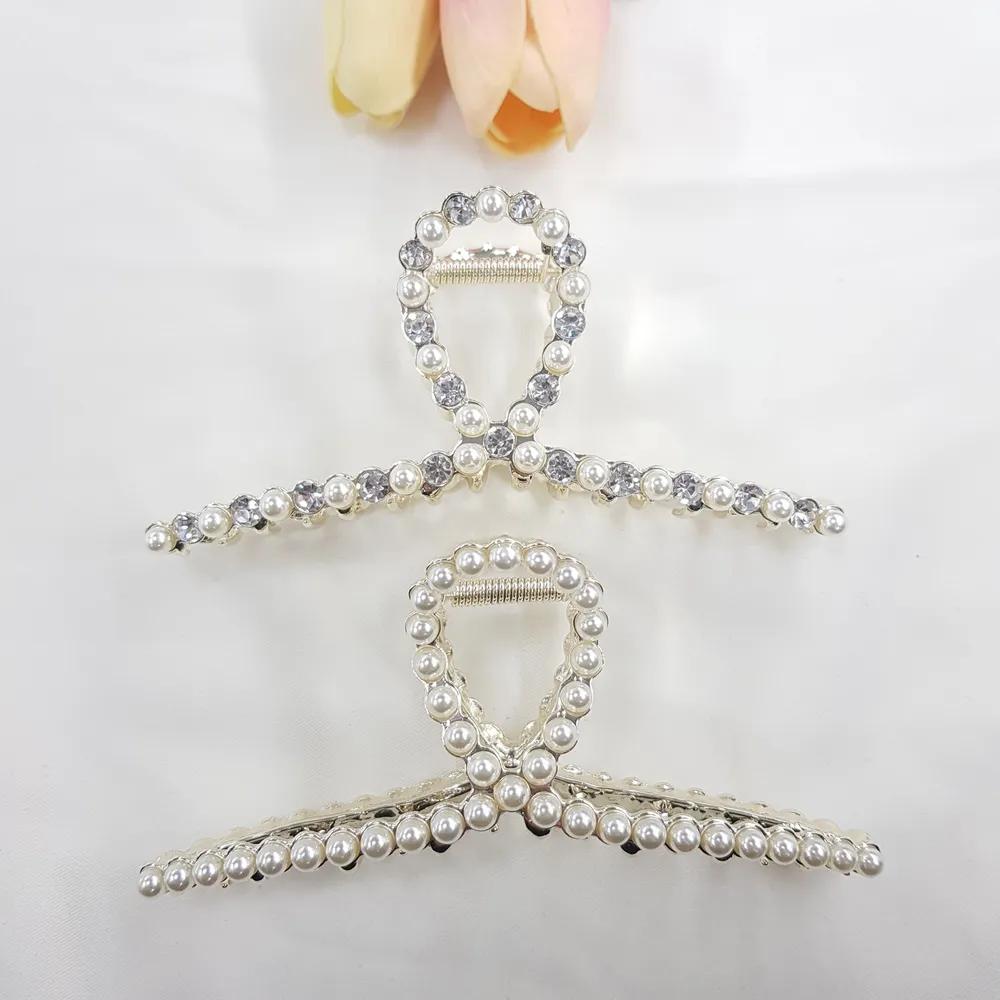 13cm Extra Large King Metal Pearl Cubic Updo Hair Clip