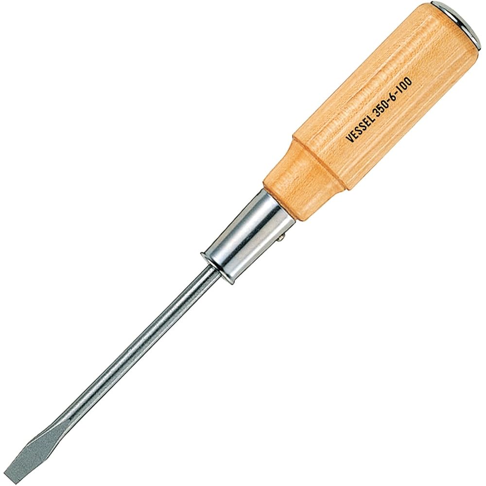 VESSEL Wood-Handle Through-Screwdriver -6×100 350