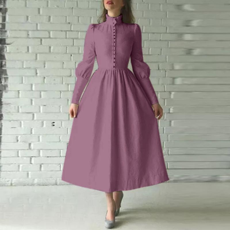 ZANZEA Mujer Cuello tortuga Vestido de manga larga Primavera Verano Elegante  Damas Vestido largo comprar a buen precio — entrega gratuita, reseñas  reales con fotos — Joom