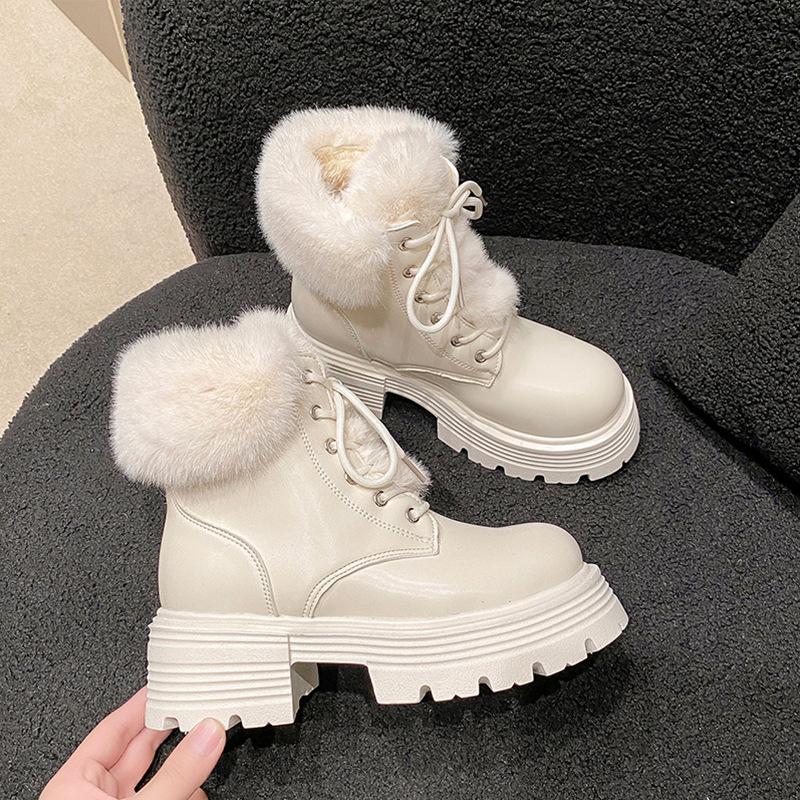 Thick-soled Short Boots Women's New Winter Velvet Warm Snow Boots Martin Boots Thickened Warm Cotton Shoes