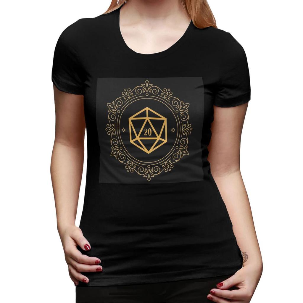 Polyhedral D20 Dice Monogram Bronze Tabletop RPG TShirt for Women Crew Neck Streetwear T Shirts Womens Tees Short Clothes Tops