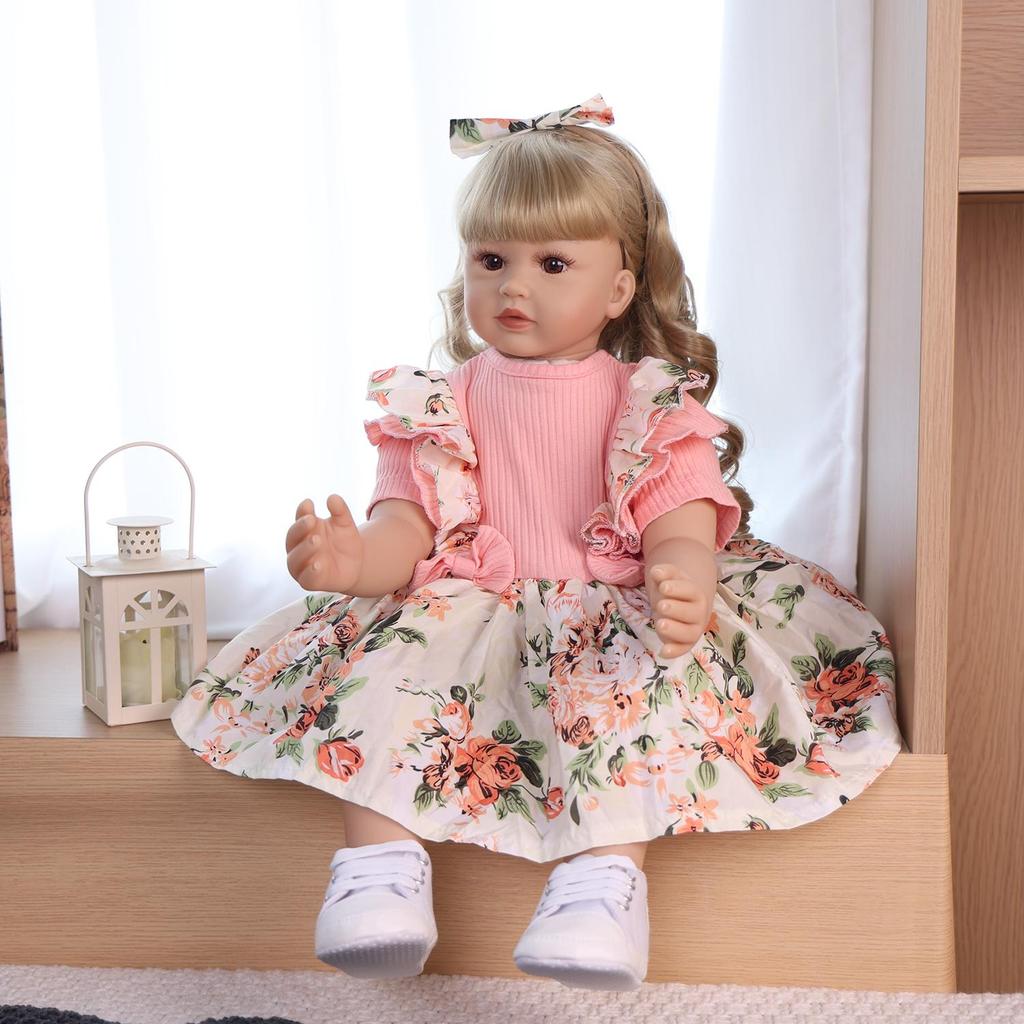 60 Cm Reborn Baby Girl Toy Cloth Body Realistic Princess Newborn Baby Dolls Kids Birthday Christmas Gifts Suit for 7+ Years