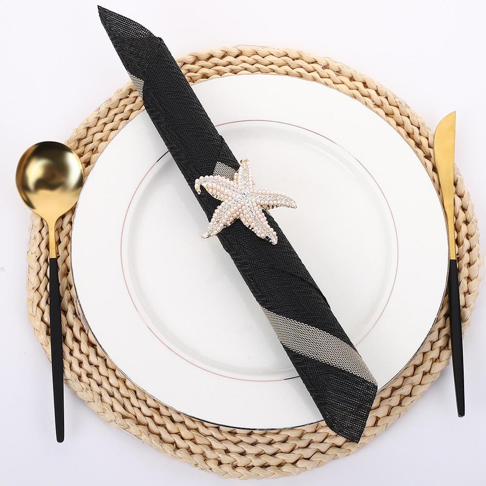For Christmas Dinner European Table Decor Starfish Napkin Ring Wedding Reception Gold Starfish Zinc Alloy Construction