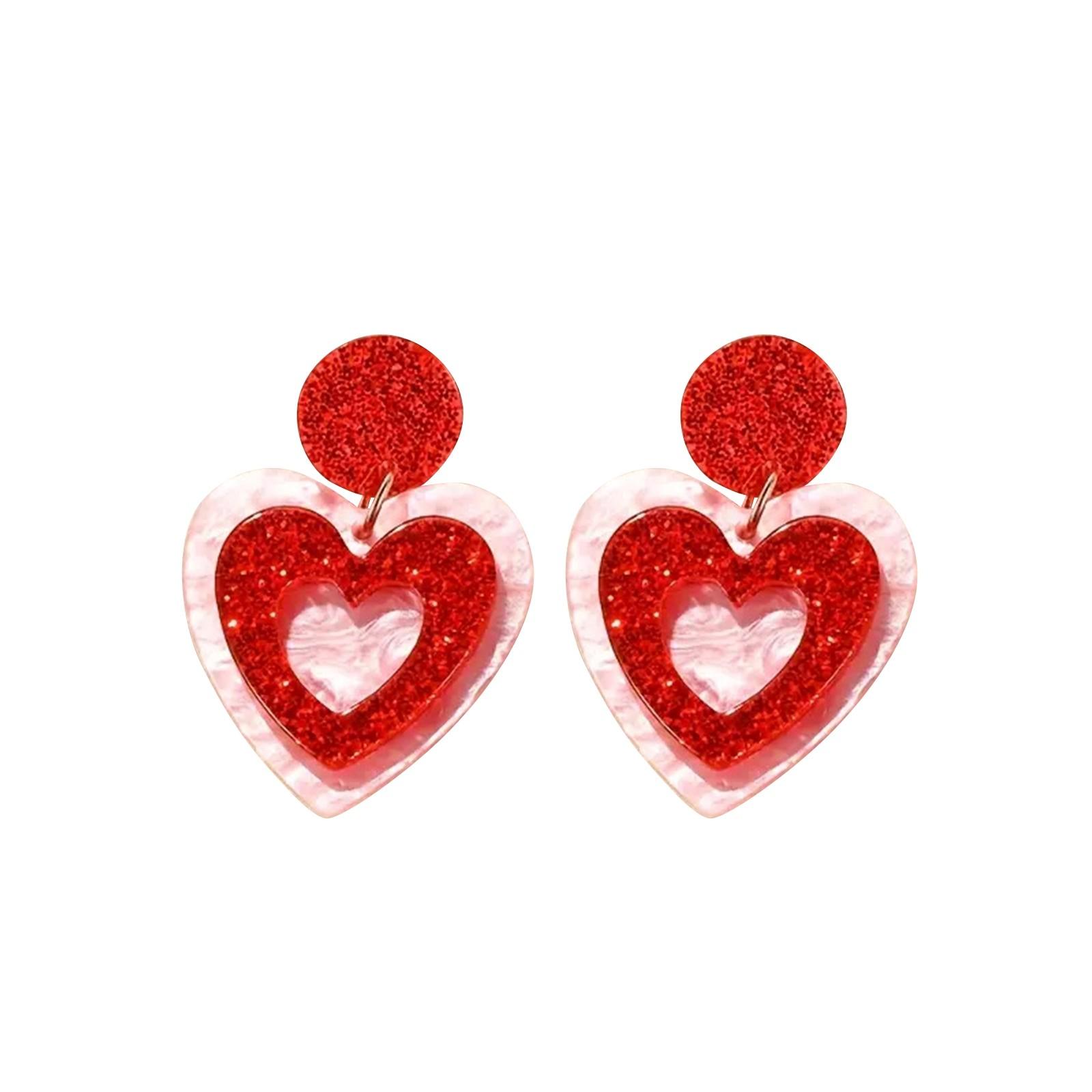 

Дизайн ушных ногтей ко Дню святого Валентина, модные и персонализированные серьги, двухслойные серьги Love, аксессуары для ушей для женщин One Size розовый