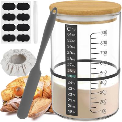 Sauerteigstarter-Glas-Set Lebensmittelaufbewahrungsglas Sauerteigstarter-Behälter Sauerteig-Fermentationsglas Küchen-Brotbackzubehör