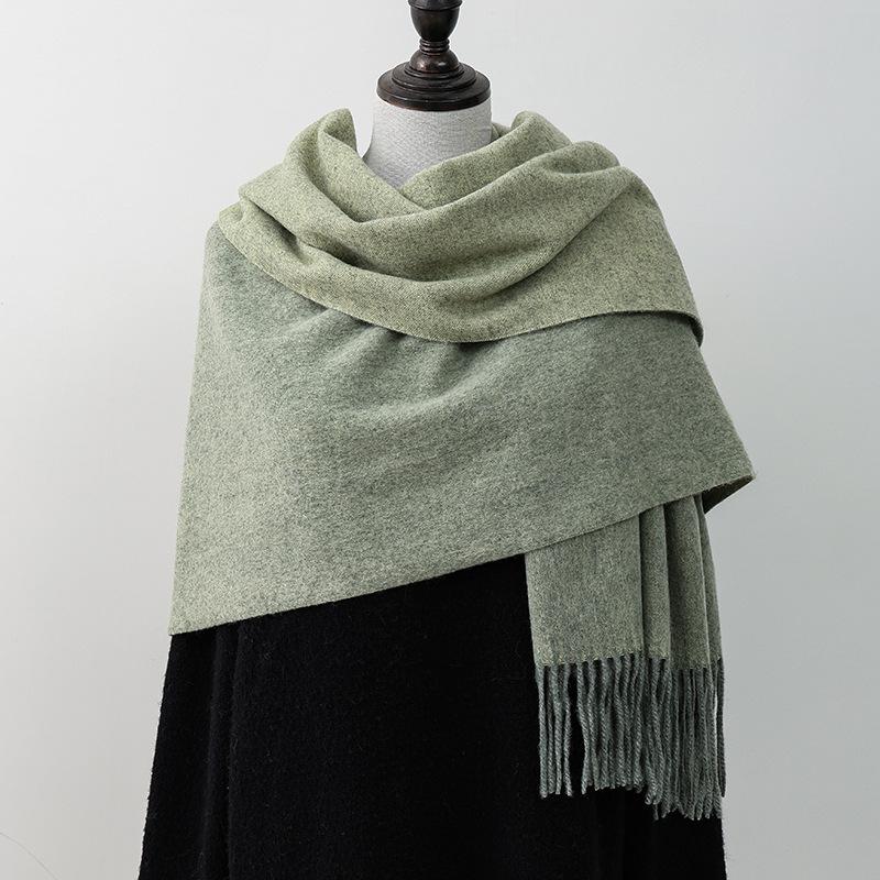 Wool Scarf Korean Style Atmosphere Double Sided Scarf Women's Autumn and Winter Warm Men's Shawl Versatile Cashmere Scarf