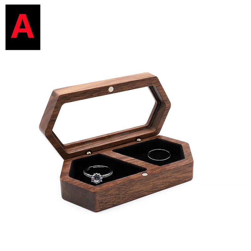 New Ring Box Jewelry Storage Engagement Wedding Ceremony Ring Customize Proposal Ring Rustic Wedding Gift for Girl Walnut Wood