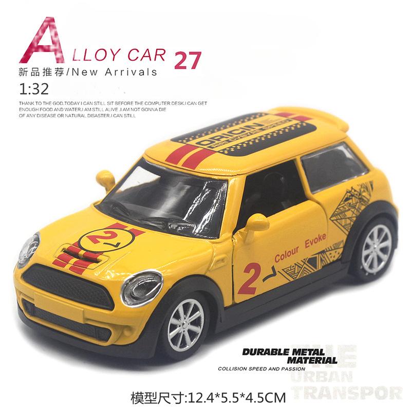 1:32 Alloy Mini Cooper Painted Rally Car Model Pull Back Door Opening Car Model Children'S Toy Gifts