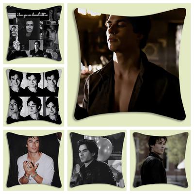 1 Stk. Damon Salvatore Kissen-Set Vampire Diaries Kissenbezug Sofadekoration Zuhause Doppelseitig Bedruckt Niedlicher Kissenbezug