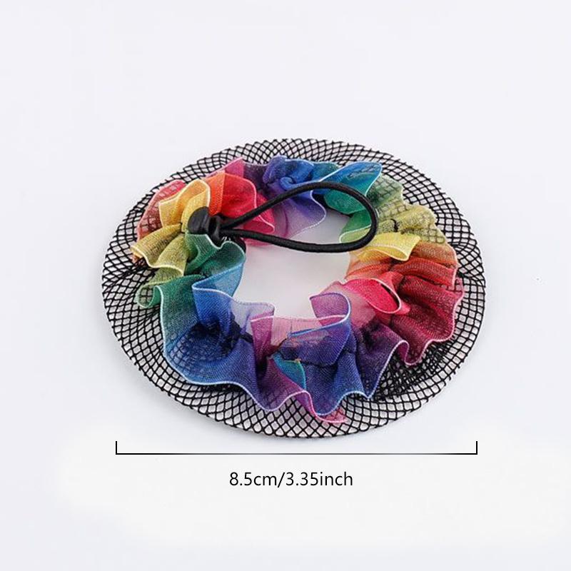 

1PC Banded Hair Elastic Lace Headwear Drawstring Ballet Hair Net Adjustable Elegant Dance Hair Cover Mesh M жовтий/червоний