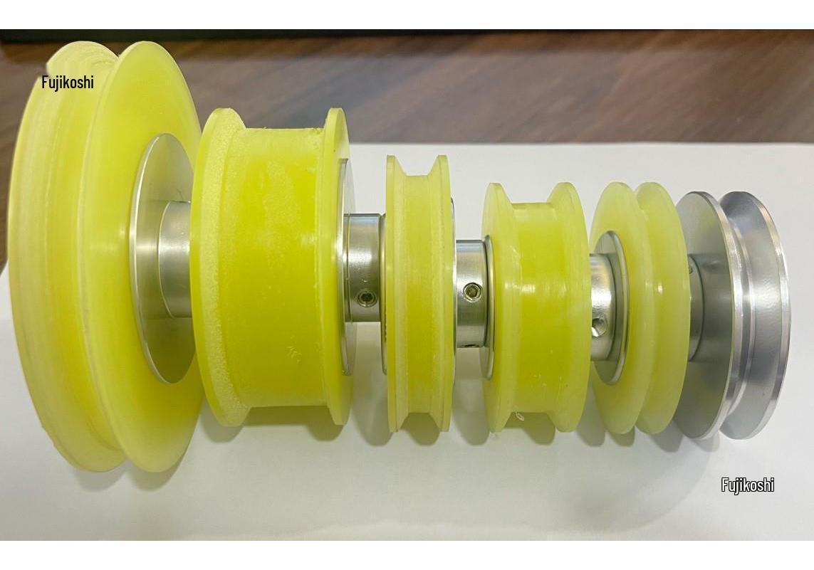 Encoder Mounting Set: Synchronous Wheel & Grooved V-Pulley with Meter Wheel Aluminum Knurled Diameter 50mm - 100 P/R
