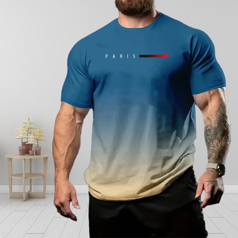 Новая летняя мужская модная футболка с принтом в виде градиента цвета для мужчин XS синий
