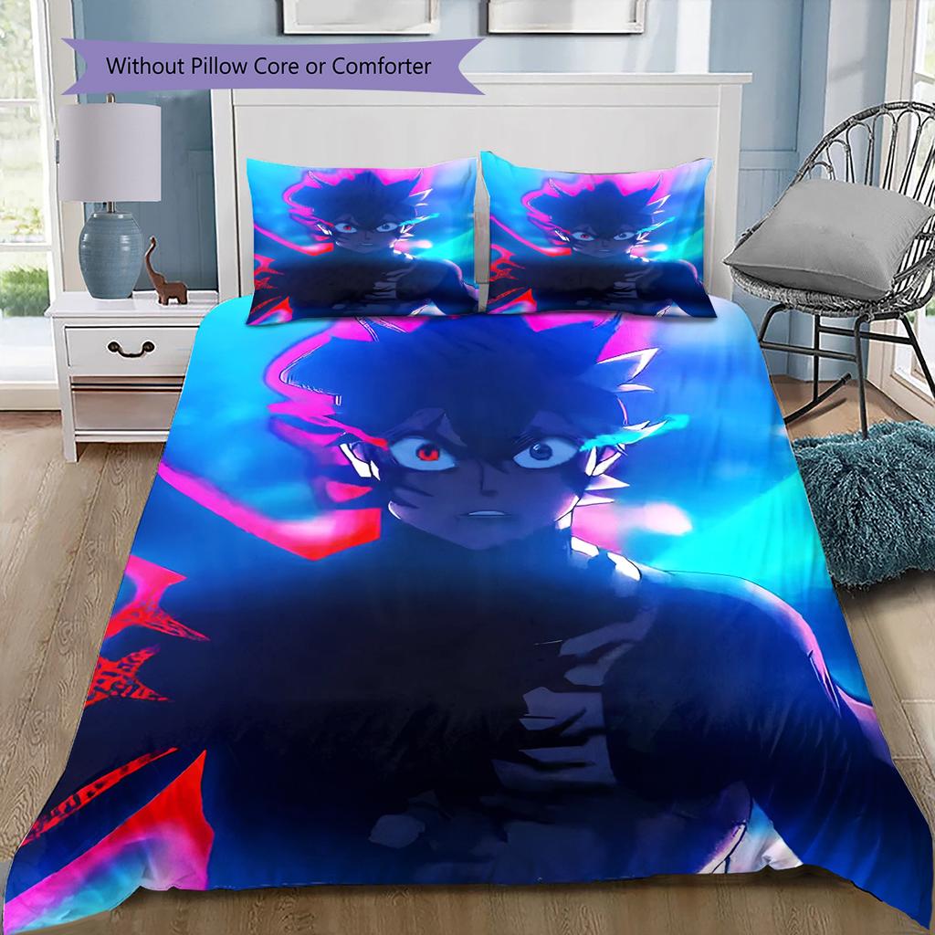 Anime Pattern Bedding Quilt Set Quilt Cover Pillowcase Home Decoration Birthday Gift (1 * Duvet Cover + 2 * Pillowcase, Without Core)