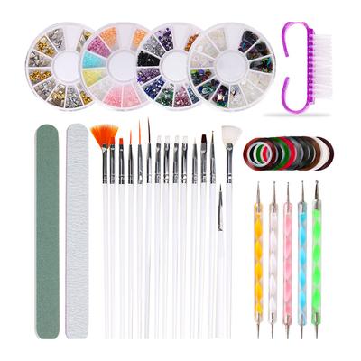 10pcs/set Brush Dotting Pen Art Decoration Striping Tape Glitters