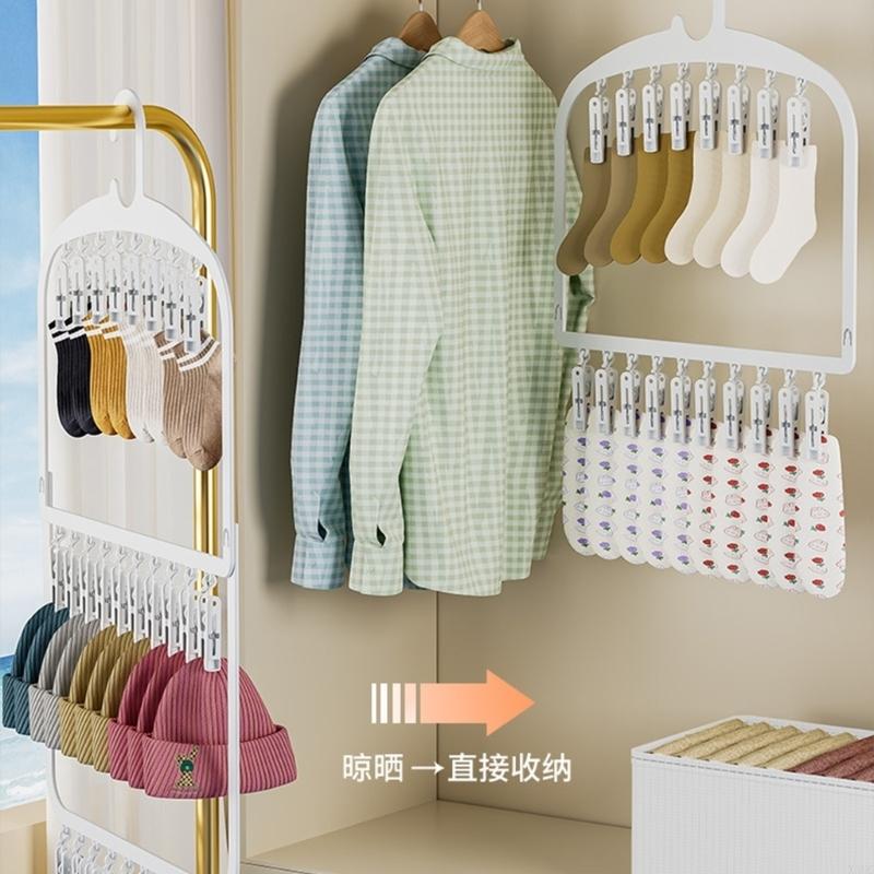 Space Saving Foldable Clothes Hanger Nontoxic Plastic Construction Multifunctional Hook For Home Dormitory Use X3UC