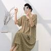 Cotton and Silk Nightgown Women's Summer Short-sleeved Thin New Chinese-style Printed Pajamas Internet Celebrity Live Broadcast Large Size Spring