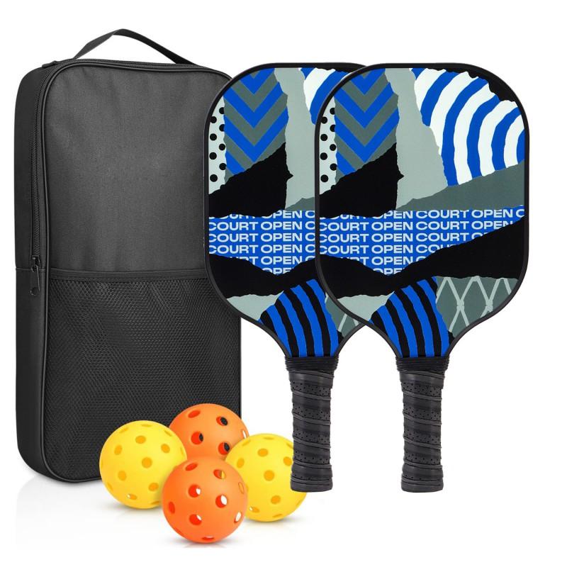 Carbon Fiber Pickleball Paddle Set With PP Honeycomb Core UV Printed Racket Beginners To Advanced Players