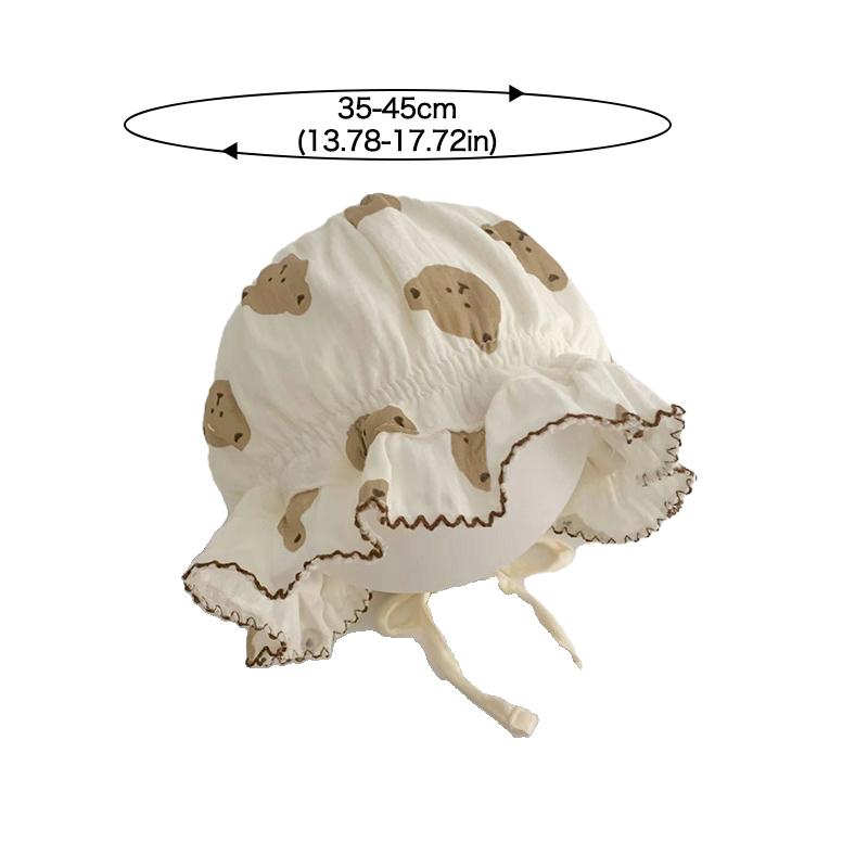 Summer Newborn Baby Hat Cute Bear Rabbit Flower Print Beanie Cap for Baby Girl Soft Cotton Lace-up Infant Princess Caps Bonnet