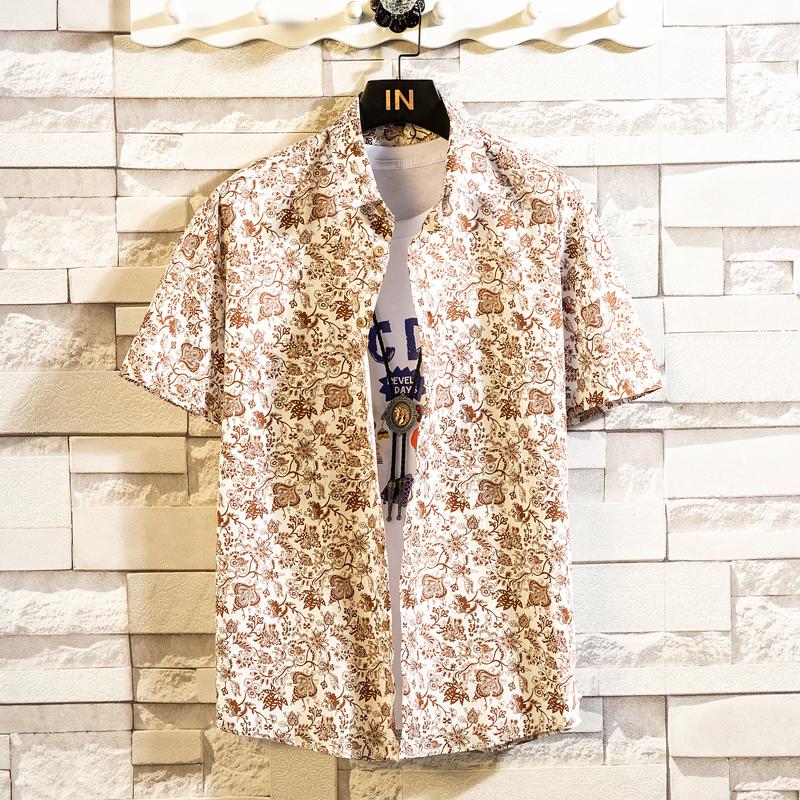 Summer Men's Hawaiian Shirt Printed Short Sleeve Big Size Hawaii Men Beach Floral Shirts