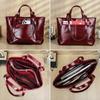 Women's Full-Grain Cowhide Large-Capacity Handbag - Genuine Leather, Business Commuting, 14-Inch Laptop Bag, Single-Shoulder Design.