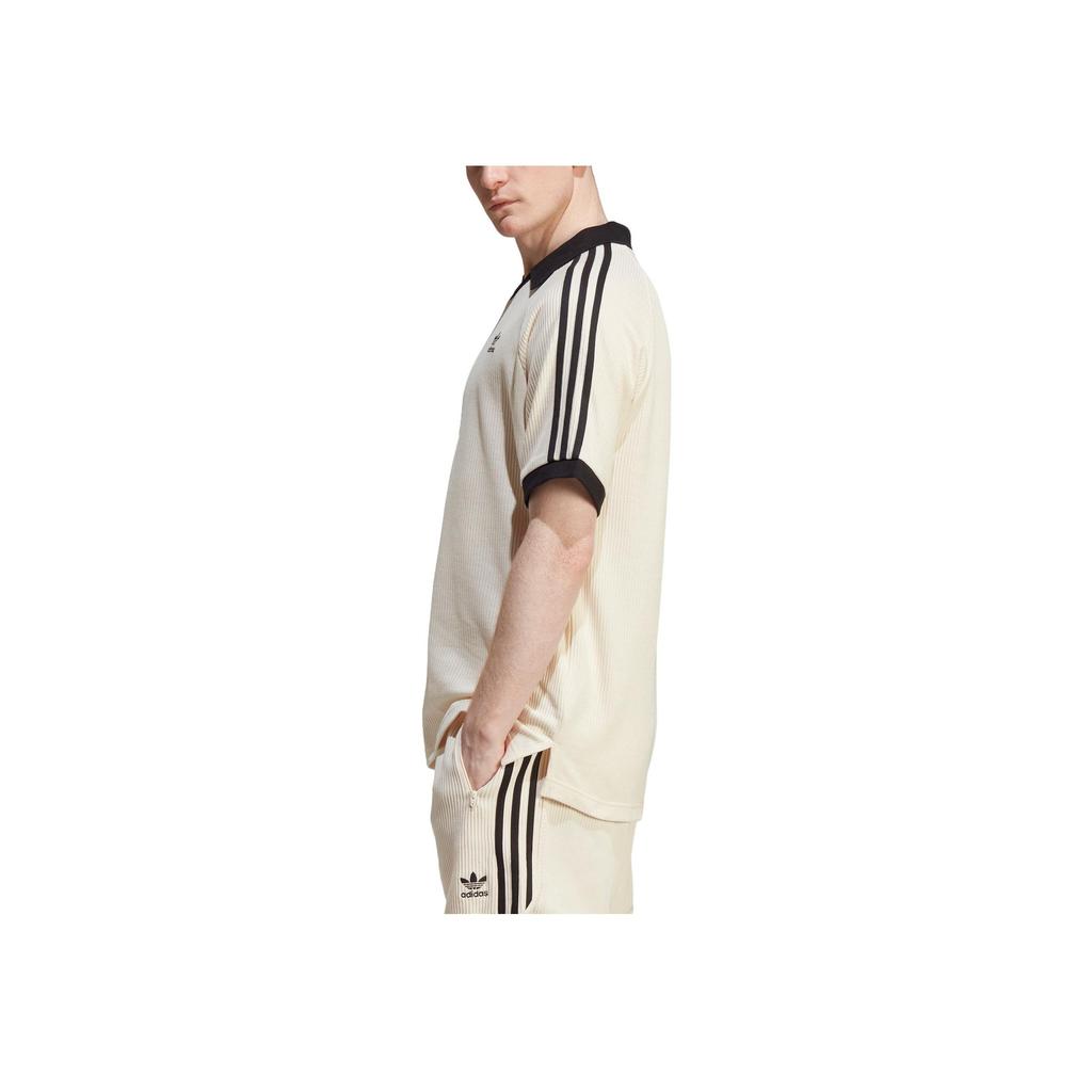 Adidas Originals American Retro Series Contrast Logo Print Sports Short Sleeve Polo Men Tops Off-White HA9311