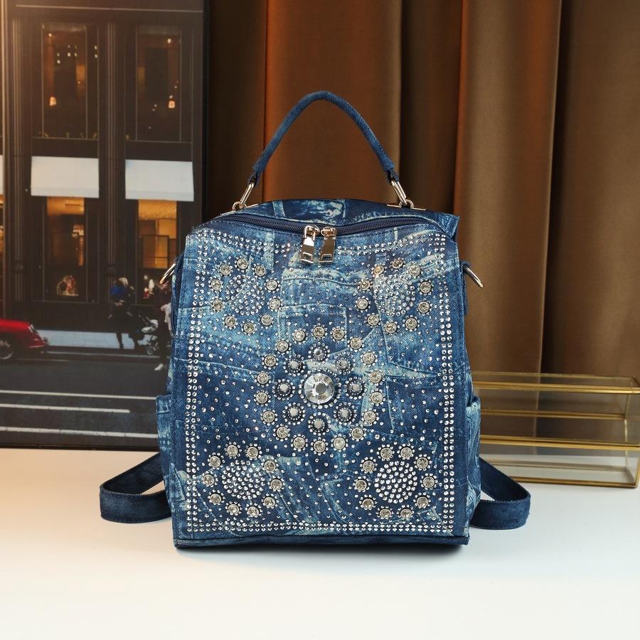 

Bags, Fashionable Women S Diamond-Encrusted Trendy Denim Shoulder Messenger Bag Casual Commuter Handbag Women