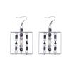 Women's French Design Square Beaded Earrings: Four Seasons Style with Hollowed-Out Mixed-Color Glass.