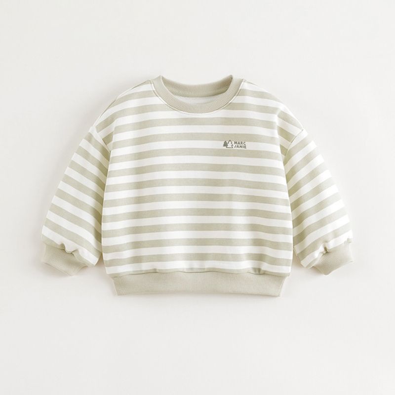 Mark Jenny Boys Mountain-Style Outdoor Striped Sports Sweatshirt Children s Top 2025 Spring New Model 250072 Light Rice Green 120