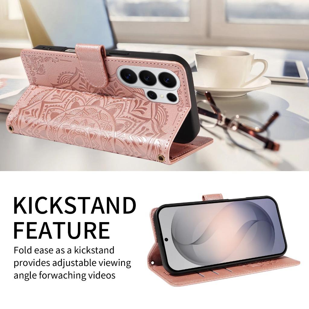 Mandala Embossed PU Leather Wallet Phone Case For Samsung Galaxy S26 Ultra S25 Edge S24 S23 S22 Plus S21 S20 FE A57 A37 A17 A07