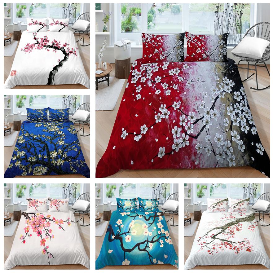 

3D комплект постельного белья серии «Цветение сливы», постельное белье, наволочка, 2/3 шт., украшение для дома, мягкая микрофибра
