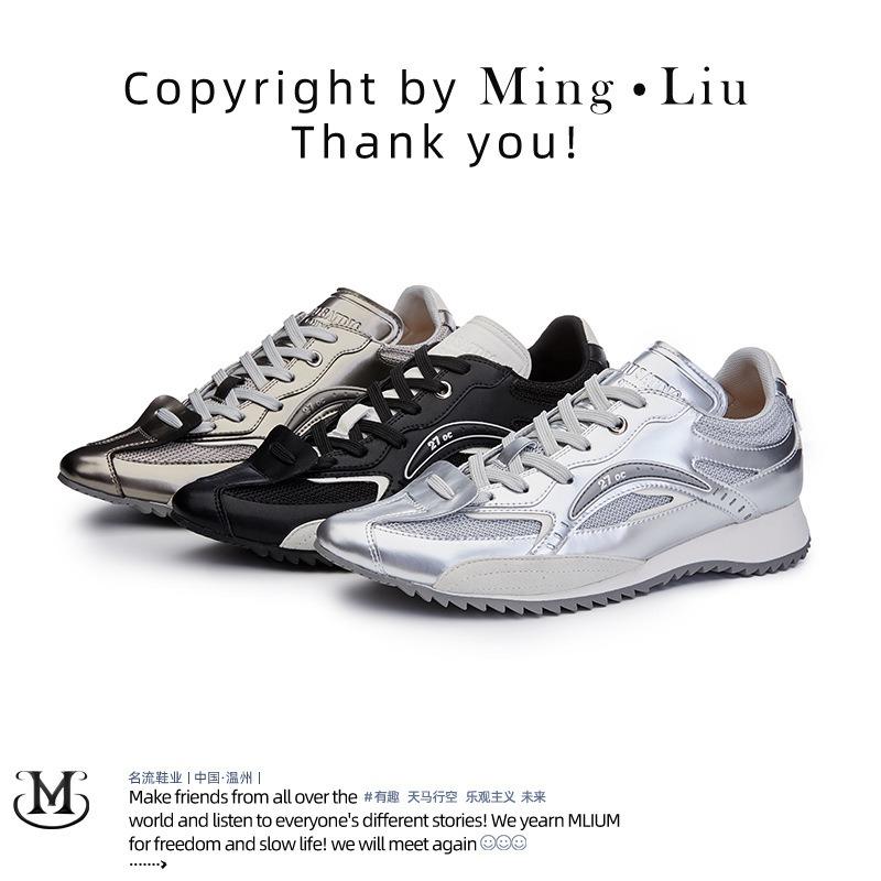 Leather dad shoes women's autumn new pointed versatile sports shoes women's casual platform shoes fashion women's shoes trend