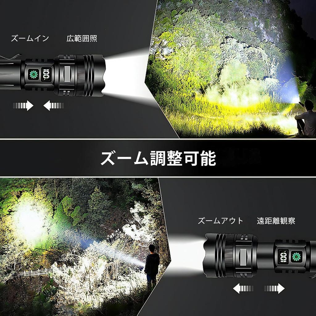 Super Powerful LED Military Handheld LCD Power Level IP65 5 Dimmable Adjustable Ideal for Emergency Night Power and More Flashlight, 30,000 Lumens,