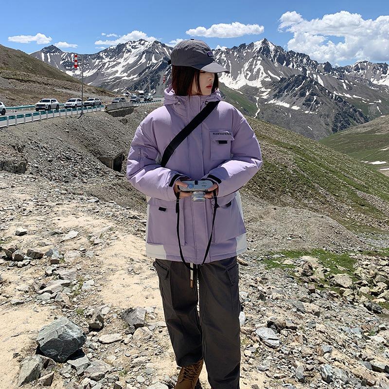 

Осенне-зимние мужские и женские куртки, стеганые куртки, женские свободные повседневные уличные рабочие стеганые куртки, утолщенные стеганые куртки XXL фиолетовый