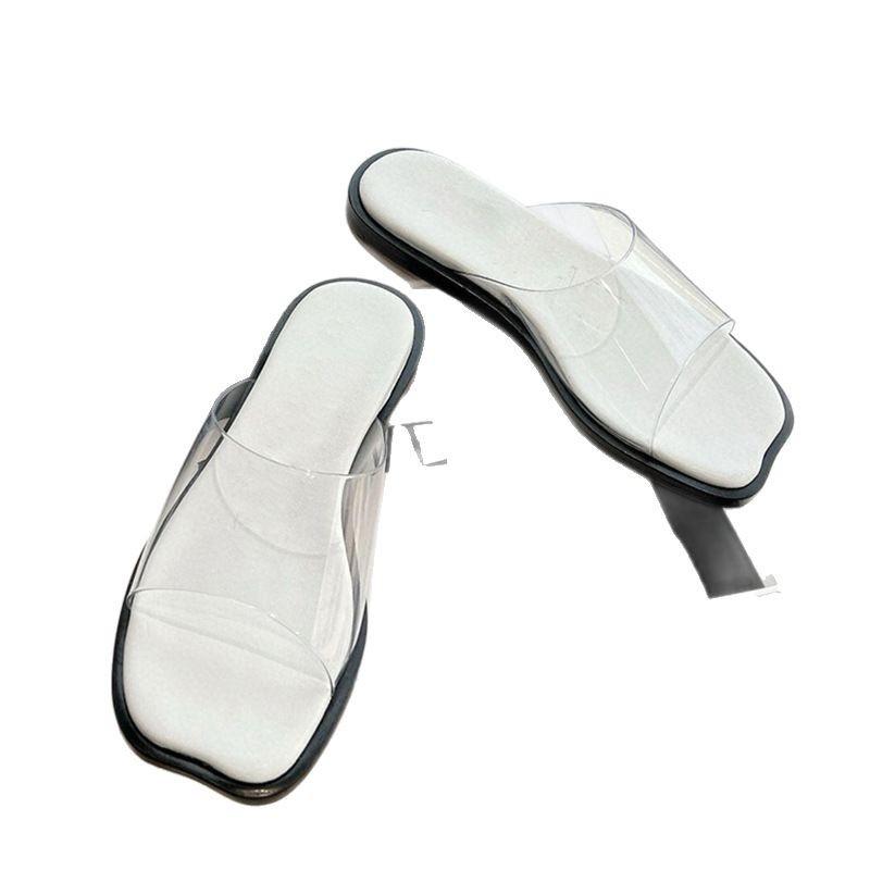 Fashion women transparent slippers flat heel strange open toe flip flops ladies clear beach slides shoes woman sandalias pantuflas mujer
