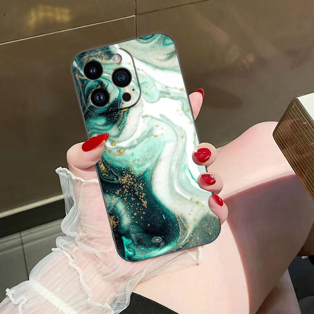 Watercolor Painting Marble Cover Phone Case For iphone Apple 17 AIR 16E 16 15 14 13 12 11 Pro XR Max 8 7 Plus TPU Case Shell