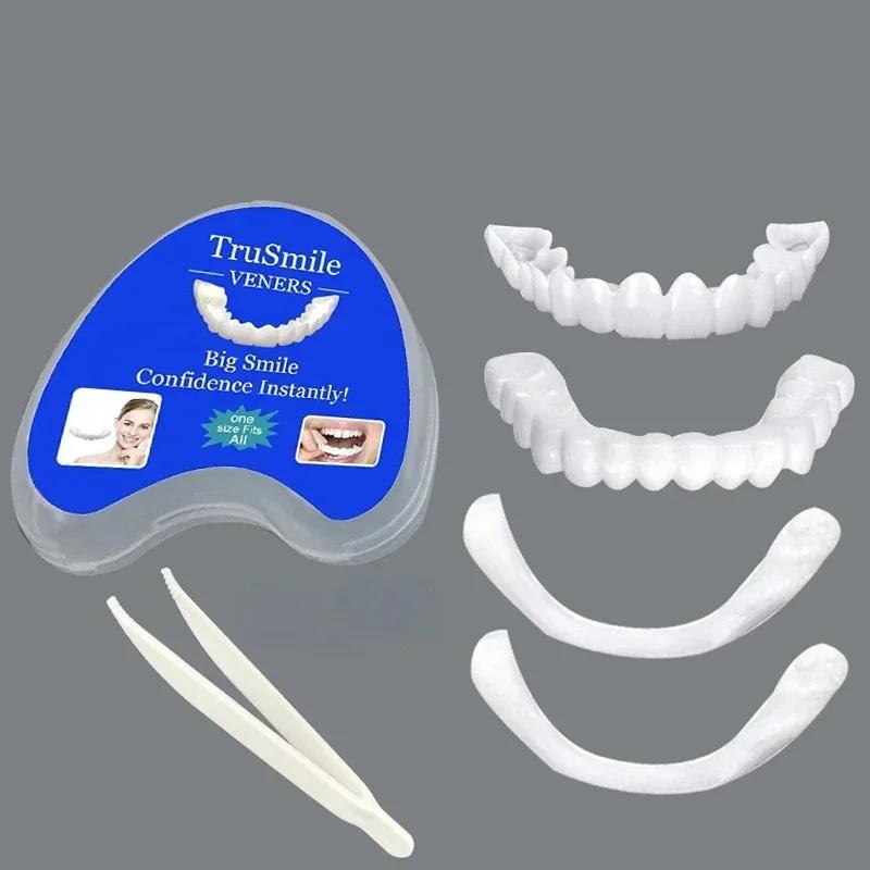 Silicone Denture Set Temporary Fake Teeth Orthodontic Braces Oral Care Whitening Simulation Dentures for Hygiene