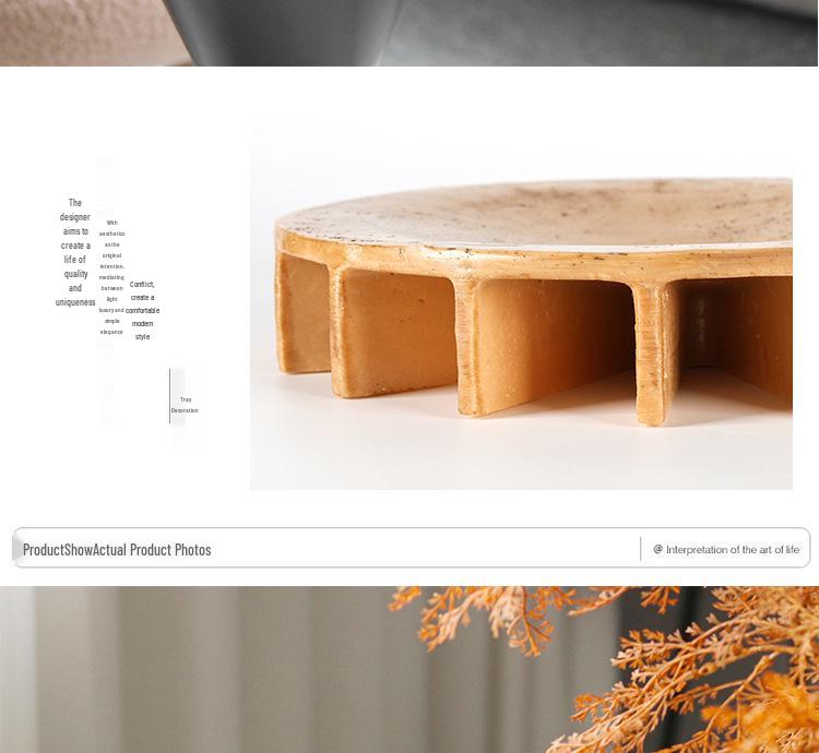 Wabi-Sabi Fruktskål med Bas i Faux Travertin - Elegant Skrivbordsförvaring och Dekoration för Lyxiga Bed & Breakfast och Showrooms.