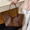 Vintage Woven Leather Tote Bag With Matching Pouch Large Capacity Shoulder Bag For Work Daily Commute Retro Casual Underarm Bag