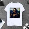 Summer Spoof Mona Lisa Drink Beer Print T Shirts Women Aesthetics Funny Casual Short Sleeves Tops Female Sleeved Harajuku