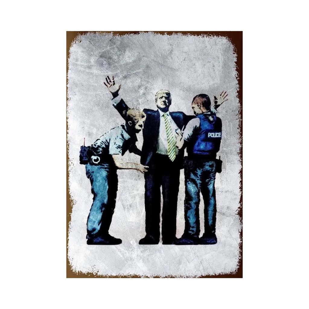 Banksy Graffiti Art Metal Tin Sign Poster Street Wall Painting Love Little Boy Poster Living Room Corridor Bar Home Decoration