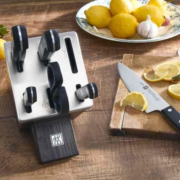 Couteau De Cuisine - ZWILLING - Gourmet - Bloc Auto-affûtant - 7 Pièces - Marron Foncé